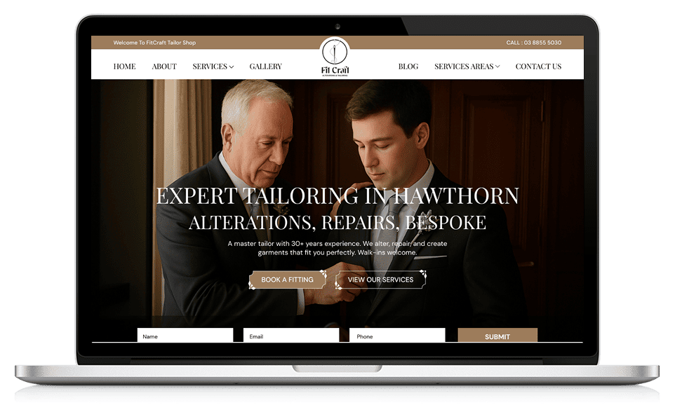 FitCraft Expert Tailoring Website Design Hawthorn