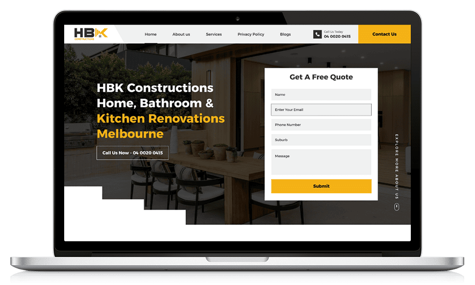 HBK Constructions Website Design Melbourne